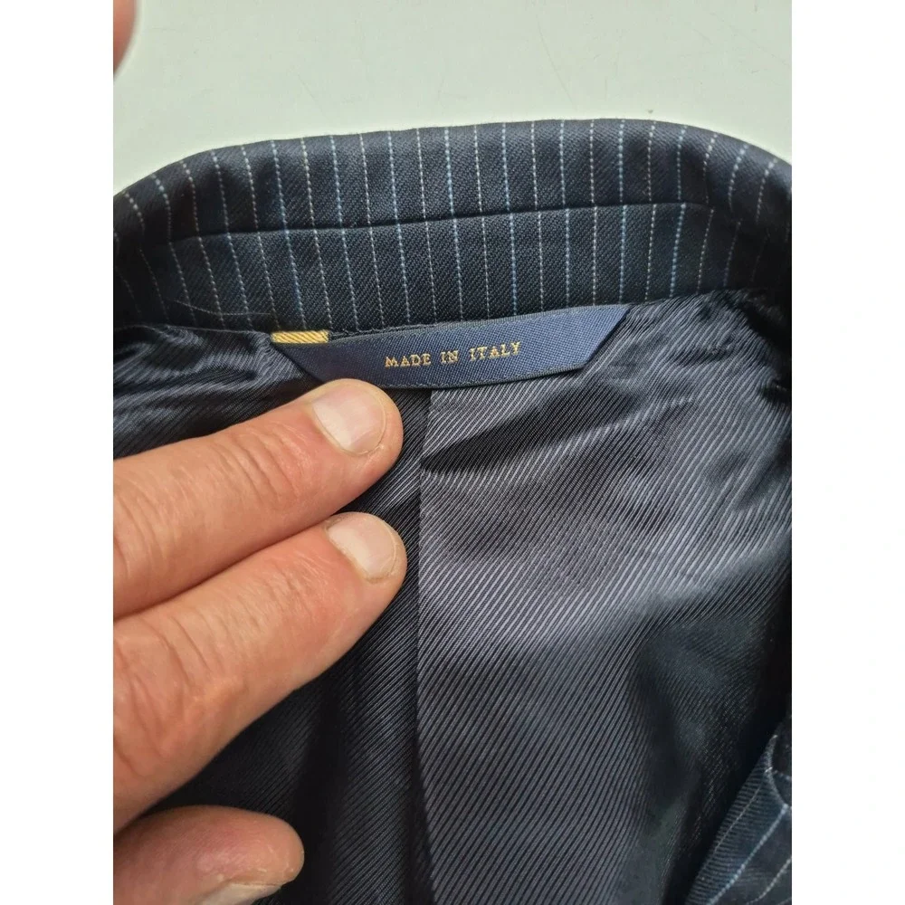Brooks Brothers 1818 Fitzgerald 41R Sport Coat Blue Stripe Wool Italy 2 Button